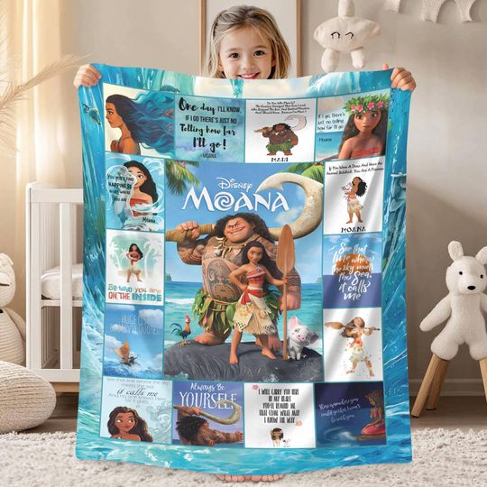Discover Moana Maui Fleece Blanket | Hei Hei Moana Princess, Magic Kingdom Blanket | Moana Disneyland Throw Blanket for Bed Couch Sofa