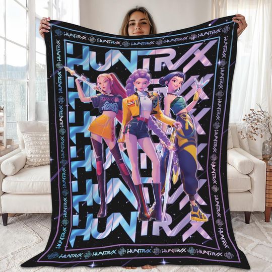 Kpop Huntrix World Tour Fleece Blanket, Happy Fans Happy Honmoon