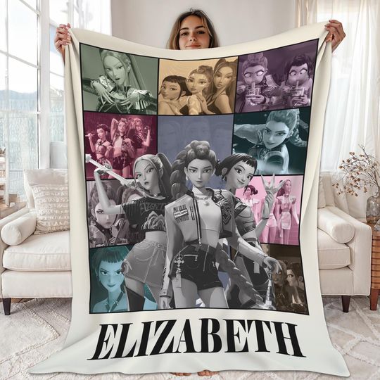 Discover Personalize Kpop Huntrix World Tour Throw Blanket,Huntrix Mira,Zoey,Rumi Blanket,Happy Fans Happy Honmoon, Kpop Fleece Blanket Couch Sofa