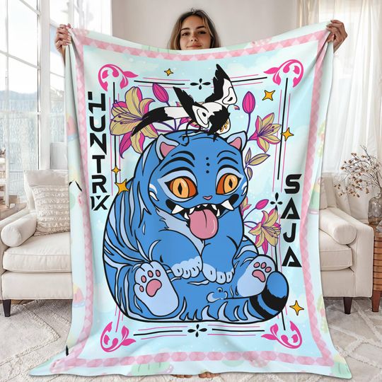 Discover Kpop Movie Tiger Derpy Blanket, The Tiger And Bird Kpop Tour Throw Blanket, Kp0p Saja Boys, Huntrix Merch Fleece Blanket Couch Sofa