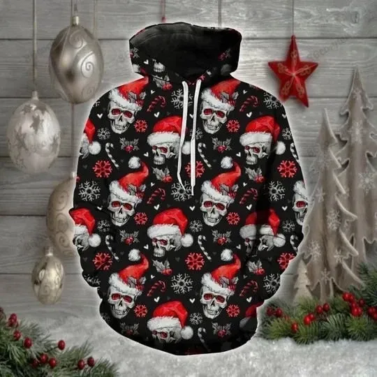 Discover 3D Christmas Skull Hoodie All Over Print - Adults & Youth