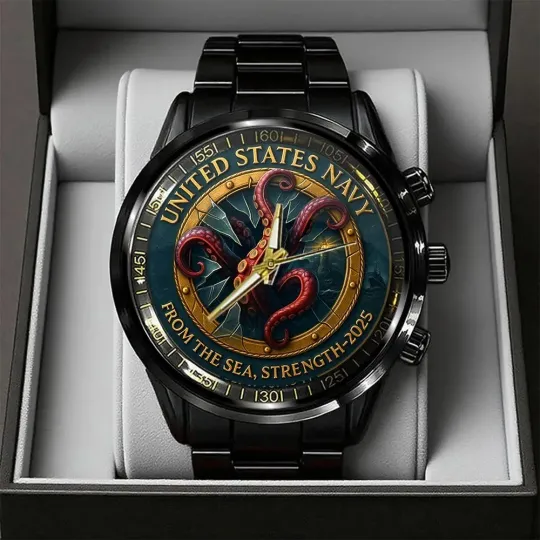 US Navy 250th Anniversary Black Stainless Steel Watch