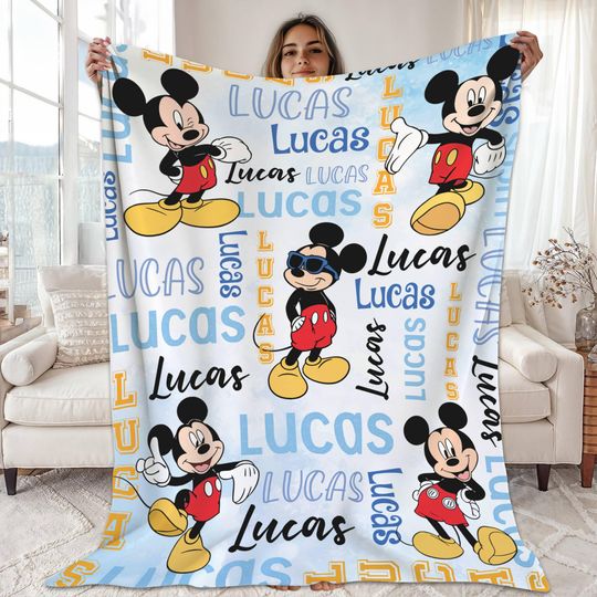 Discover Personalized Disneyland Mickey Blanket, Custom Name Mickey Blanket