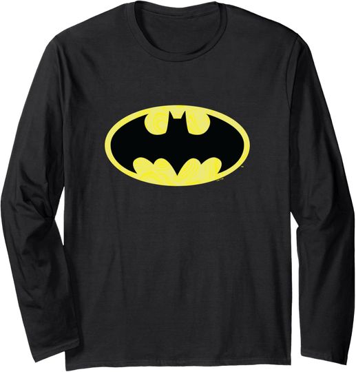 DC Comics Batman Vintage Black & Yellow Batman Logo Long Sleeve T-Shirt, Gift For Fan