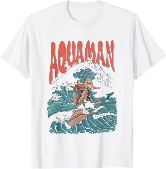 DC Comics Aquaman Kanagawa Wave Vintage Superhero T-Shirt, Gift For Fan