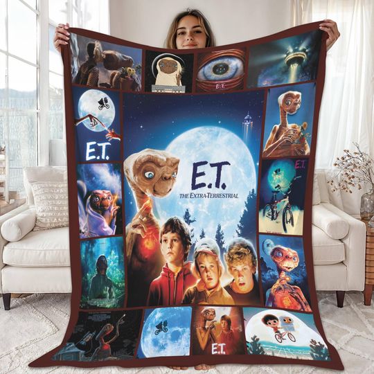 Discover E.T. The Extra-Terrestrial Fleece Blanket, E T Elliott Gertie Tyler Throw Blanket For Bed Couch Sofa,Sci-fi Movie,Halloween, Christmas Gifts