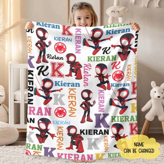 Discover Personalized Spidey and His Amazing Friends Blanket, Amazing Friends Fleece Blanket, Spider-man Birthday, Spin Throw Blanket Bed Couch Sofa