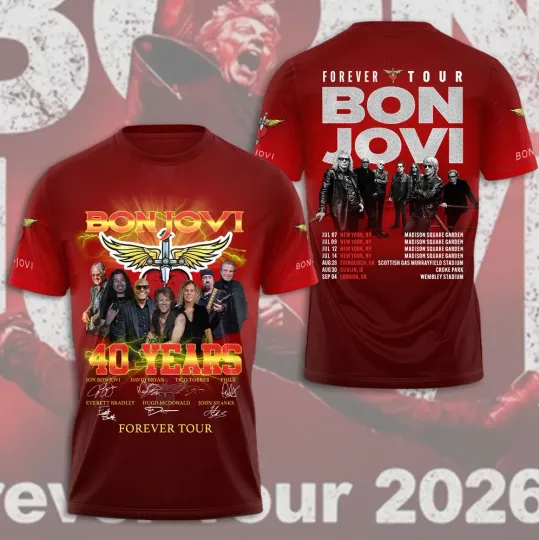 Discover Bon Jovi 40 Years Anniversary T-Shirt AOP 3D