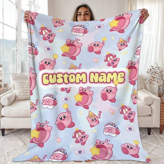 Discover Personalized Pink Kirby Blanket, Kirby Fleece Blanket, Kirby Video Game Blanket, Cute Kirby, Birthday Gifts, Christmas Gift