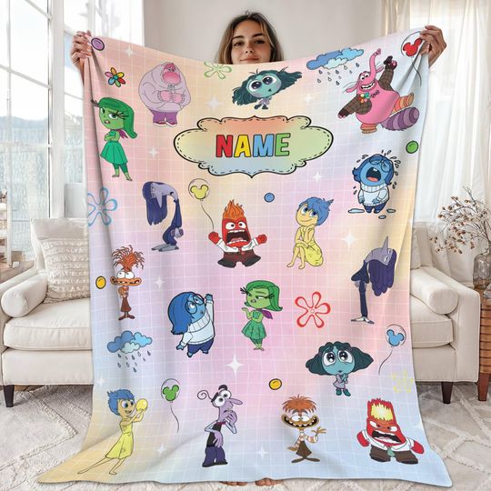 Discover Personalized Inside Out Fleece Blanket, Inside Out Blanket, Custom Name Blanket, Pixar Inside Out, Disneyland Inside Out Blanket, Home Decor