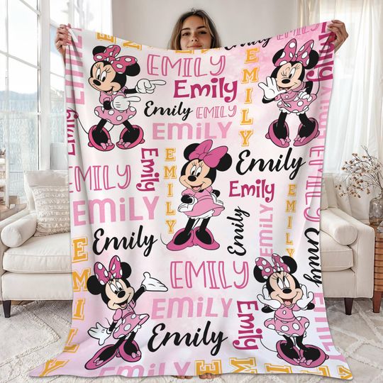 Discover Custom Name Disneyland Minnie Blanket, Watercolor Minnie Mouse Blanket, Disneyland Blankets, Minnie Birthday Gifts, Custom Name Blanket