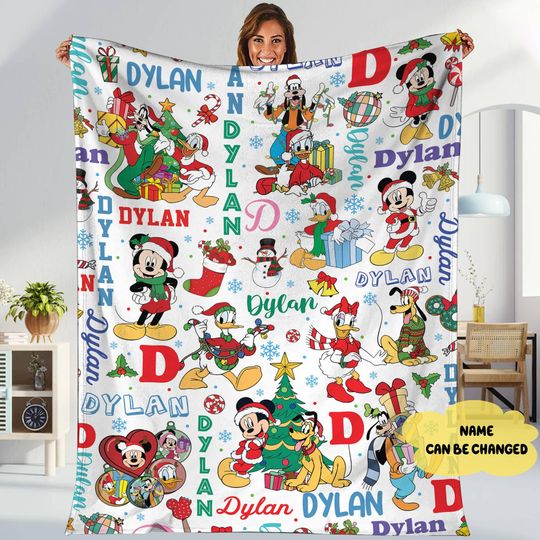 Discover Custom Mickey And Friends Christmas Blanket, Mickey Mouse Xmas Blanket, Minnie Mouse,Donal Duck, Daisy Duck, Disneyland Christmas Party 2025