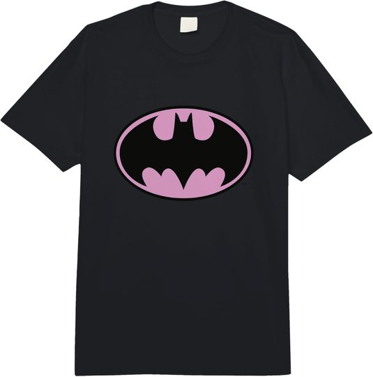 Discover DC Comics Batman Pink Background Bat-Symbol Chest Logo Adult Heavyweight T-shirt