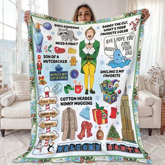 Discover Buddy The Elf Fleece Blanket, Elf Christmas Blanket, The Elf Xmas Movie Inspired, Christmas Holiday, Throw Blanket For Couch Sofa 2025 Gifts