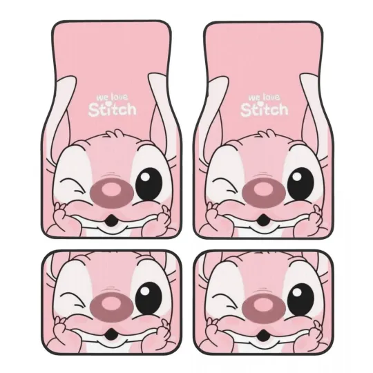 Discover Lilo Stitch and Angel Car Floor Mats Set, Universal Fit, 4 Pieces