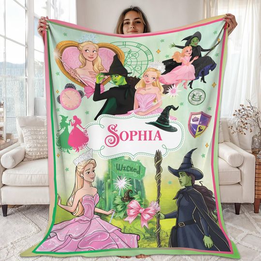 Custom Name Wicked For Good Blanket Elphaba And Glinda Blanket