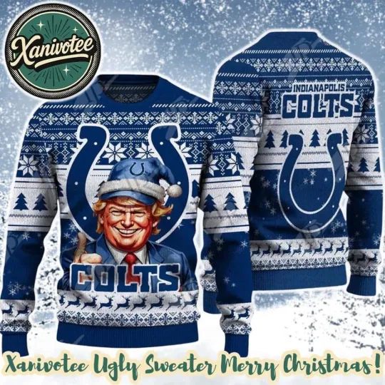 Colts Team football x Donald Trump Ugly Christmas Sweater For Holiday 2025 Xmas Gifts