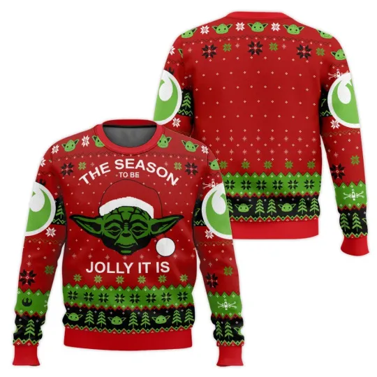 Discover The Season To Be Jolly It Is Santa Yoda Star Wars Ugly Christmas Sweater