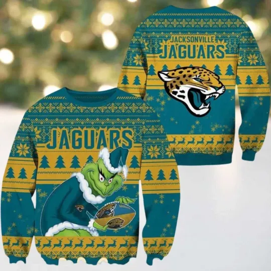 football Jacksonville Jaguar Football With funny character Ugly Christmas Sweater 2025