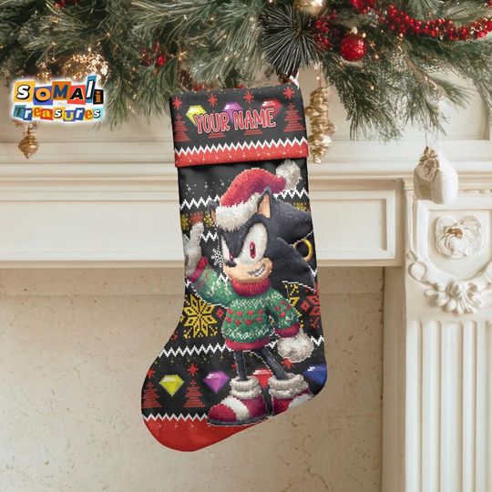 Discover Custom Shadow Ugly Pattern Christmas Stocking, Holiday Decor for Family Fireplace, Cozy Accessories Gift