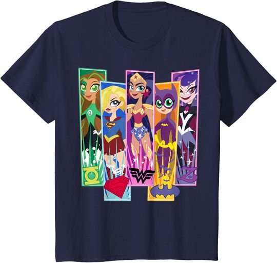 Kids DC Comics Super Hero Girls Character Panels T-Shirt, Gift For Fans