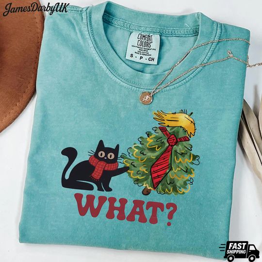 Discover Anti Trump Black Cat Christmas Shirt, NO Kings Cat Shirt, Liberal Shirt, Democrat Gift Shirt, Anti Trump Protest Shirt, Political Tee