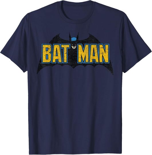 DC Comics Batman Distressed Vintage Text Logo T-Shirt, Gift For Fans