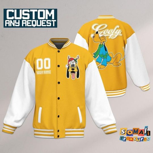 Discover Custom Winter Pluto Basic Happy Jacket, Adult Varsity Jacket, Disney Jacket, Baseball Team Outfit, Disney Uniform Varsity