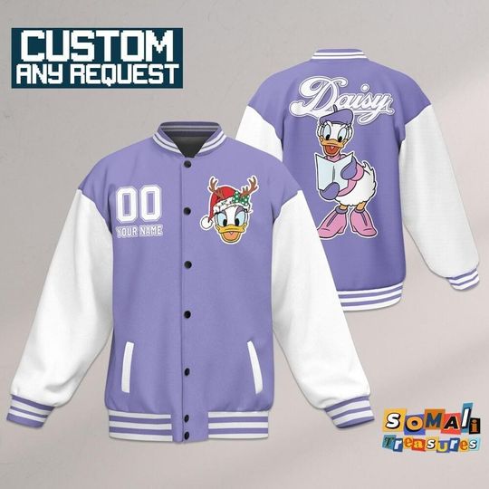 Discover Custom Winter Daisy Basic Happy Jacket, Adult Varsity Jacket, Disney Jacket, Baseball Team Outfit, Disney Uniform Varsity