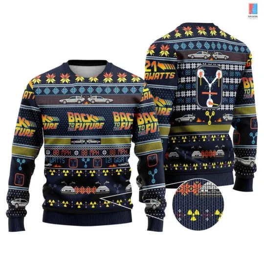 Back To The Future Ugly Christmas Sweater, Marty McFly Emmett Brown Sweatshirt