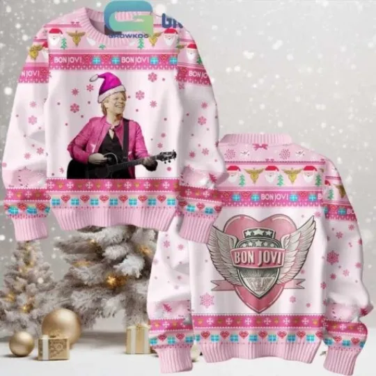 Discover Bon Jovi My Pink Love For You Christmas 2025 Ugly Sweater
