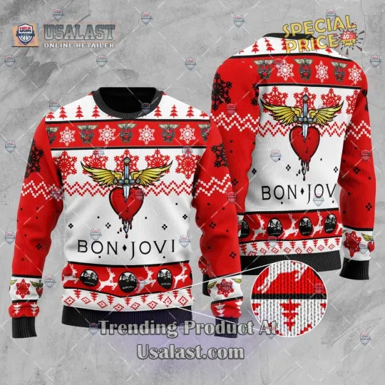 HOT Bon Jovi Rock Band Logo Ugly Christmas Sweater