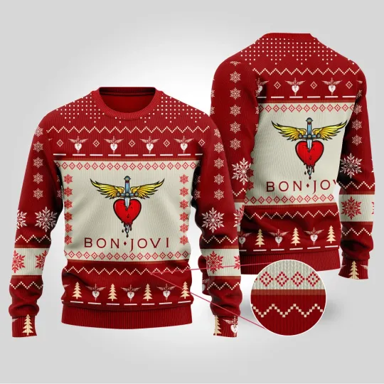 Discover Bon Jovi Christmas Ugly Sweater 2025 Limited Edition White Lion