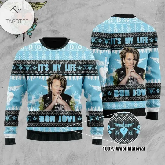 Discover It’s My Life Bon Jovi Ugly Christmas Sweater
