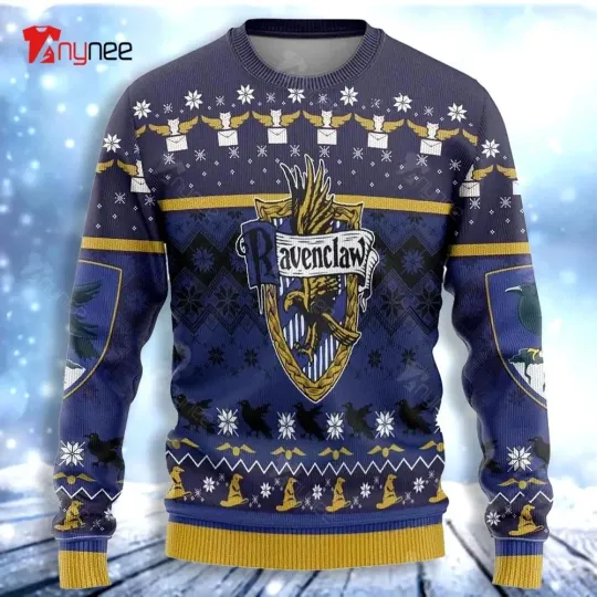 Discover Ravenclaw Harry Potter Blue Ugly Christmas Sweater- Best Christmas Gifts 2025