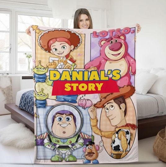Discover Custom Name Cartoon Movie Blanket, Personalized Name Kids Blanket, Baby Boy Blanket, Cartoon Love Gifts