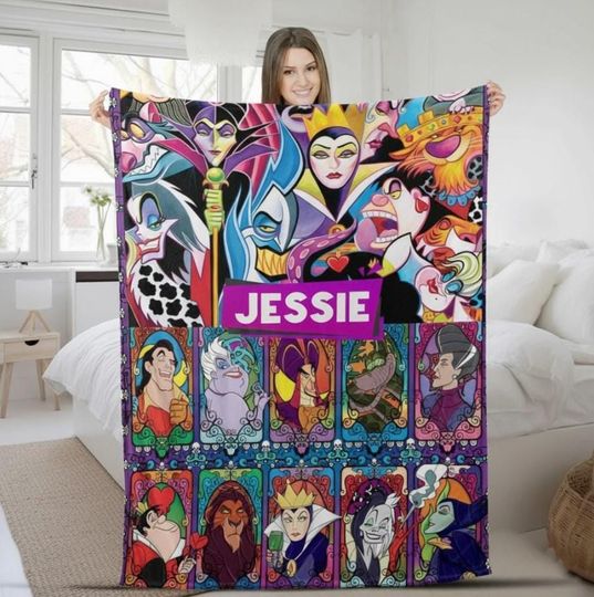 Discover Custom Name Movie Cartoon Blanket, Personalized Name Cartoon Birthday Blanket, Cartoon Characters Blanket, Queen Blanket For Kids