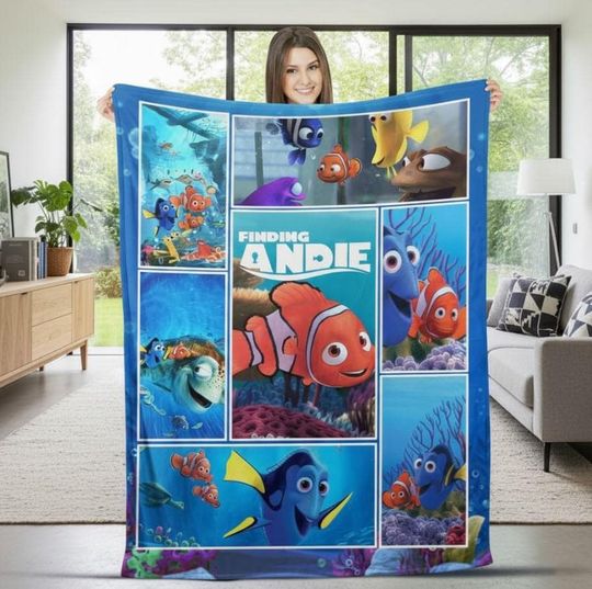 Discover Custom Name Fish Cartoon Blanket, Personalized Name Baby Girl Blanket, Cartoon Movie Blanket, Princess Blanket For Kids