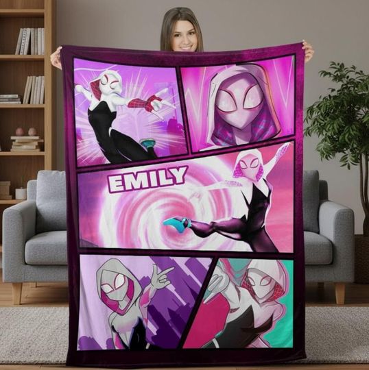Discover Custom Name Spider Blanket, Personalized Name Cartoon Superhero Blanket, Cartoon Characters Blanket, Cartoon Superhero Blanket