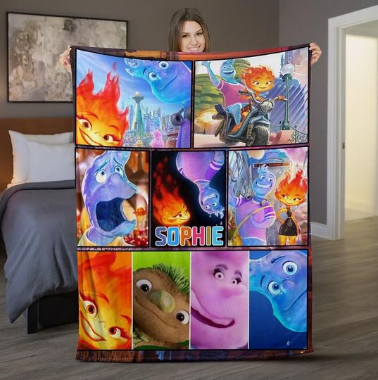 Custom Name Cartoon Blanket, Personalized Name Magic Kingdom Blanket, Cartoon Love Gifts, Family Vacation Fleece Blanket