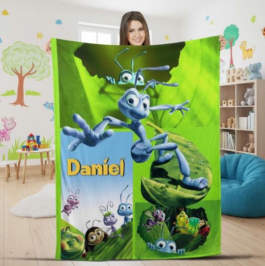 Discover Custom Name Baby Birthday Boy Blanket, Personalized Name Baby Cartoon Blanket, Cartoon Love Gifts, Name Cartoon Christmas Gifts