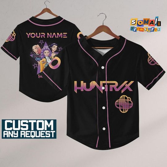 Personalize KDM Huntrix Saja Girls Baseball Jersey, Huntrix Girls Baseball, Mira Rumi Joey Shirt, Gift For Kpop Fan, Kpop Movie