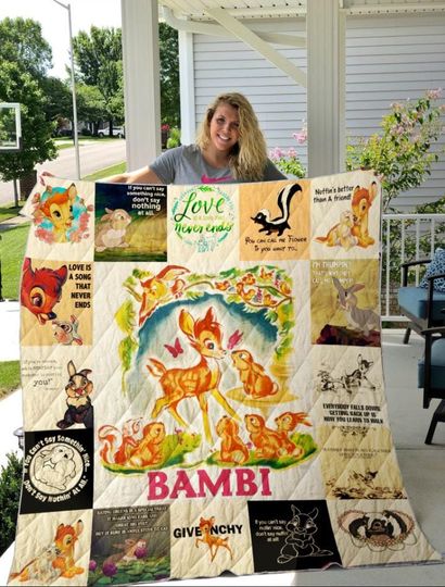 Discover Bambi Disney Cartoon Quilt Blanket, Bambi Disney Gift For Fan Blanket, Cartoon Blanket, Personalized Blanket, Christmas Gifts, Gift For Kids