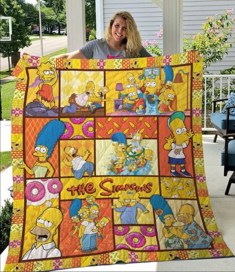The Simpsons Sherpa Fleece Blanket, The Simpsons Sitcom Blanket, The Simpsons Quilt, Christmas Blanket, Personalized Blanket, Christmas Gift