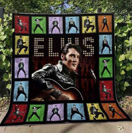 Elvis Presley Sherpa Fleece Blanket, Elvis Presley Blanket, Christmas Blanket, Elvis Presley Quilt, Personalized Blanket, Christmas Gifts