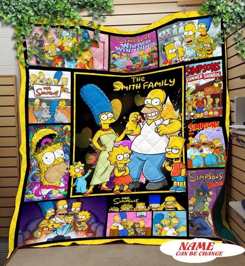 The Simpsons Sitcom Sherpa Fleece Blanket, The Simpsons Blanket, The Simpsons Quilt, Christmas Blanket, Personalized Blanket, Christmas Gift