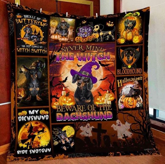 Discover Spooky Halloween Beware Of The Dachshund Fleece Sherpa Fleece Blanket, Dachshund Blanket, Personalized Blanket, Christmas Gifts, Dachshund