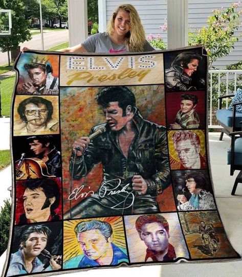 Elvis Presley Sherpa Fleece Blanket, Elvis Presley Blanket, Elvis Presley Quilt, Christmas Blanket, Personalized Blanket, Christmas Gift