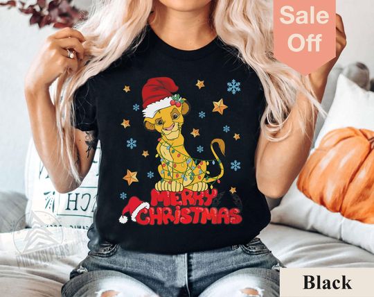 Discover Disney Simba Santa Hat Merry Christmas Shirt, Lion King Shirts, Christmas Squad, Xmas Holiday Gift Shirt, Disneyland Family Trip Shirt