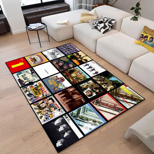Discover Beatles Album Rug, Music Room Decor, Non Slip Rug, Washable Rug, Fan Gift Rug, Rugs for Living Room
